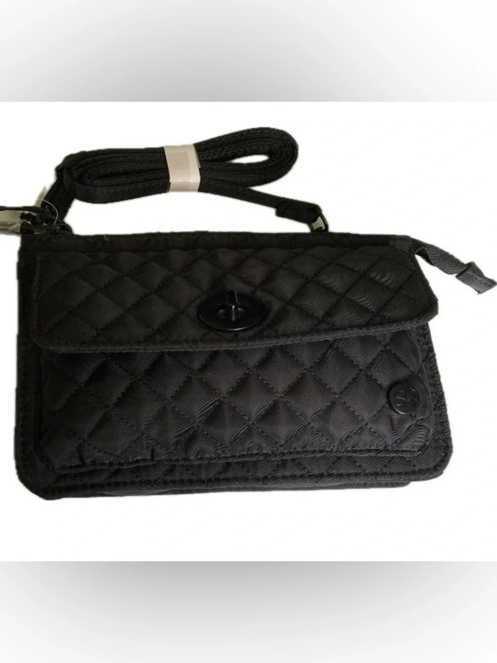 NWT SAMANTHA BROWN Quilted Crossbody Travel Bag Organizer Black